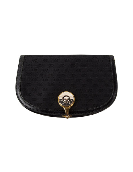 Gucci Vintage Black Tonal Monogram Mini Wallet Clutch