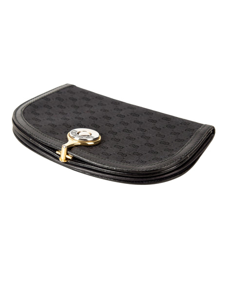 Gucci Vintage Black Tonal Monogram Mini Wallet Clutch