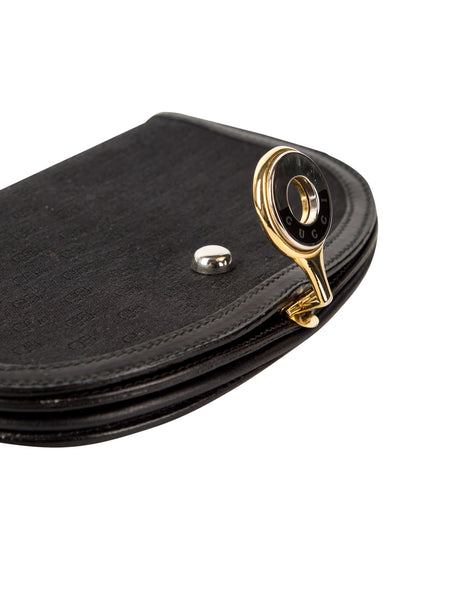 Gucci Vintage Black Tonal Monogram Mini Wallet Clutch