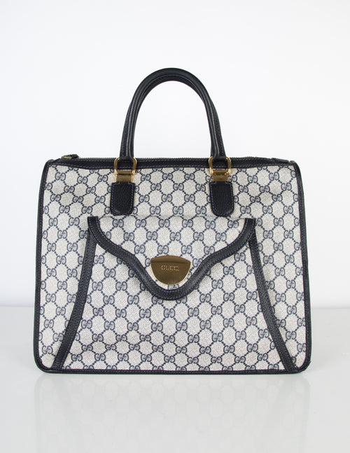 CLASSIC　　　　　　　　　　　　　　　　GUCCI Gucci Vintage 1970s Blue Monogram Large Top Handle Tote Bag