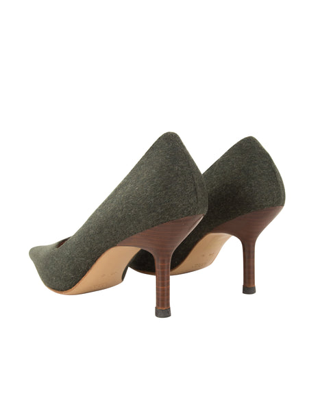 Gucci Vintage Charcoal Sage Wool Pumps