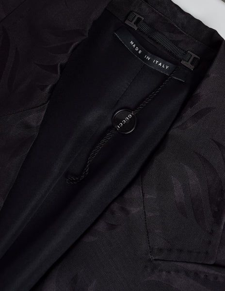 Gucci Vintage AW 2002 by Tom Ford Blackened Purple Leaf Silk Jacquard Blazer Jacket
