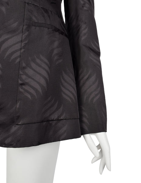 Gucci Vintage AW 2002 by Tom Ford Blackened Purple Leaf Silk Jacquard Blazer Jacket