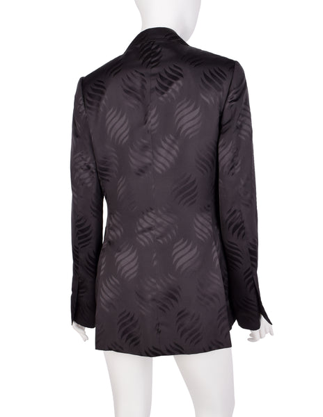 Gucci Vintage AW 2002 by Tom Ford Blackened Purple Leaf Silk Jacquard Blazer Jacket