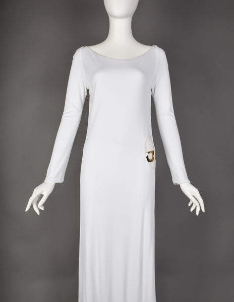 Gucci by Tom Ford Vintage AW 1996 Legendary White Jersey & Mariner Link Cutout Gown