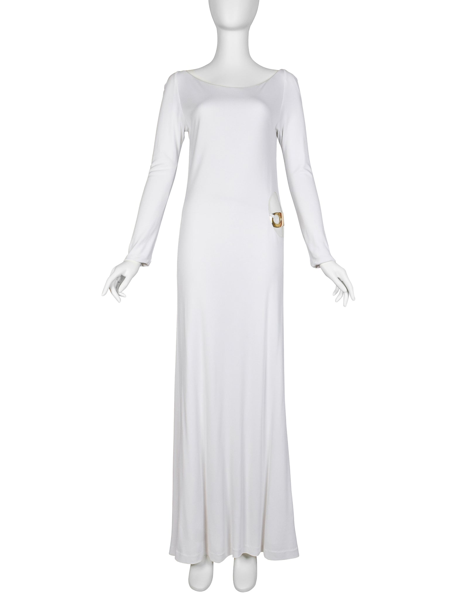 Gucci by Tom Ford Vintage AW 1996 Legendary White Jersey & Mariner Link Cutout Gown