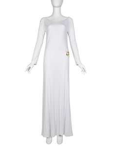 Gucci by Tom Ford Vintage AW 1996 Legendary White Jersey & Mariner Link Cutout Gown