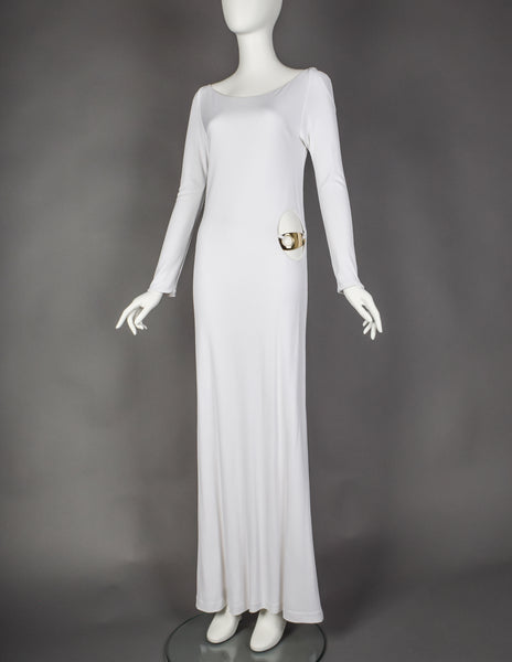 Gucci by Tom Ford Vintage AW 1996 Legendary White Jersey & Mariner Link Cutout Gown