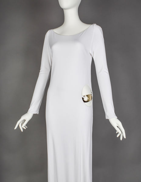 Gucci by Tom Ford Vintage AW 1996 Legendary White Jersey & Mariner Link Cutout Gown