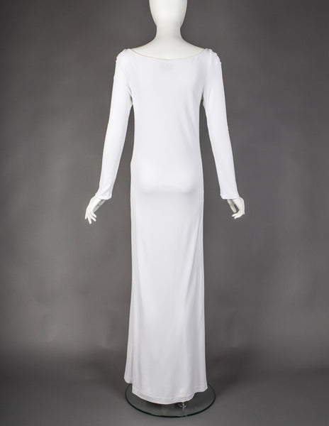 Gucci by Tom Ford Vintage AW 1996 Legendary White Jersey & Mariner Link Cutout Gown