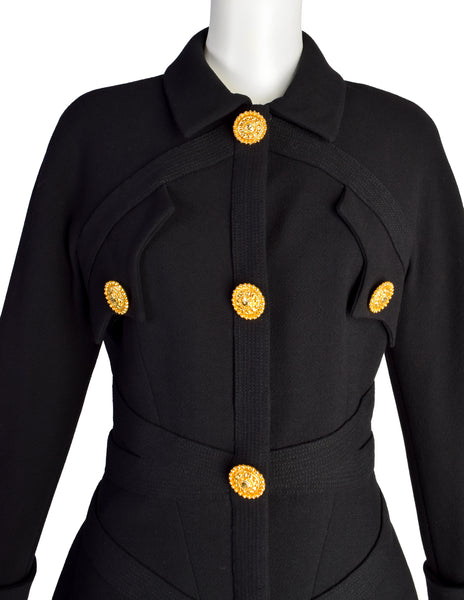 Gianni Versace Couture Vintage AW1992 'Miss S&M' Collection Western Inspired Black Wool Jacket