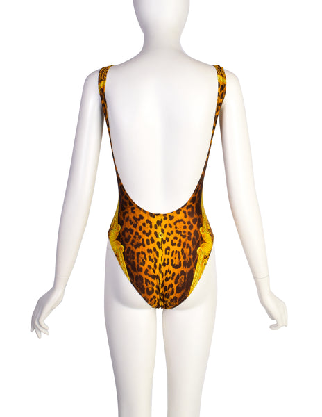 Versace Vintage SS 1993 Iconic Miami Baroque Leopard Print Swimsuit
