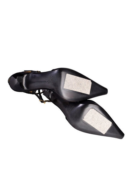 Giuseppe Zanotti Vintage Black Pointed Toe Beaded Strap High Heels