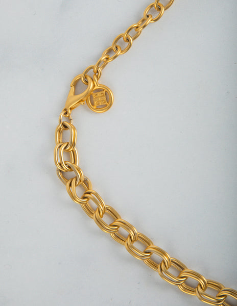 Givenchy Vintage Golden Leaf and Black Heart Necklace