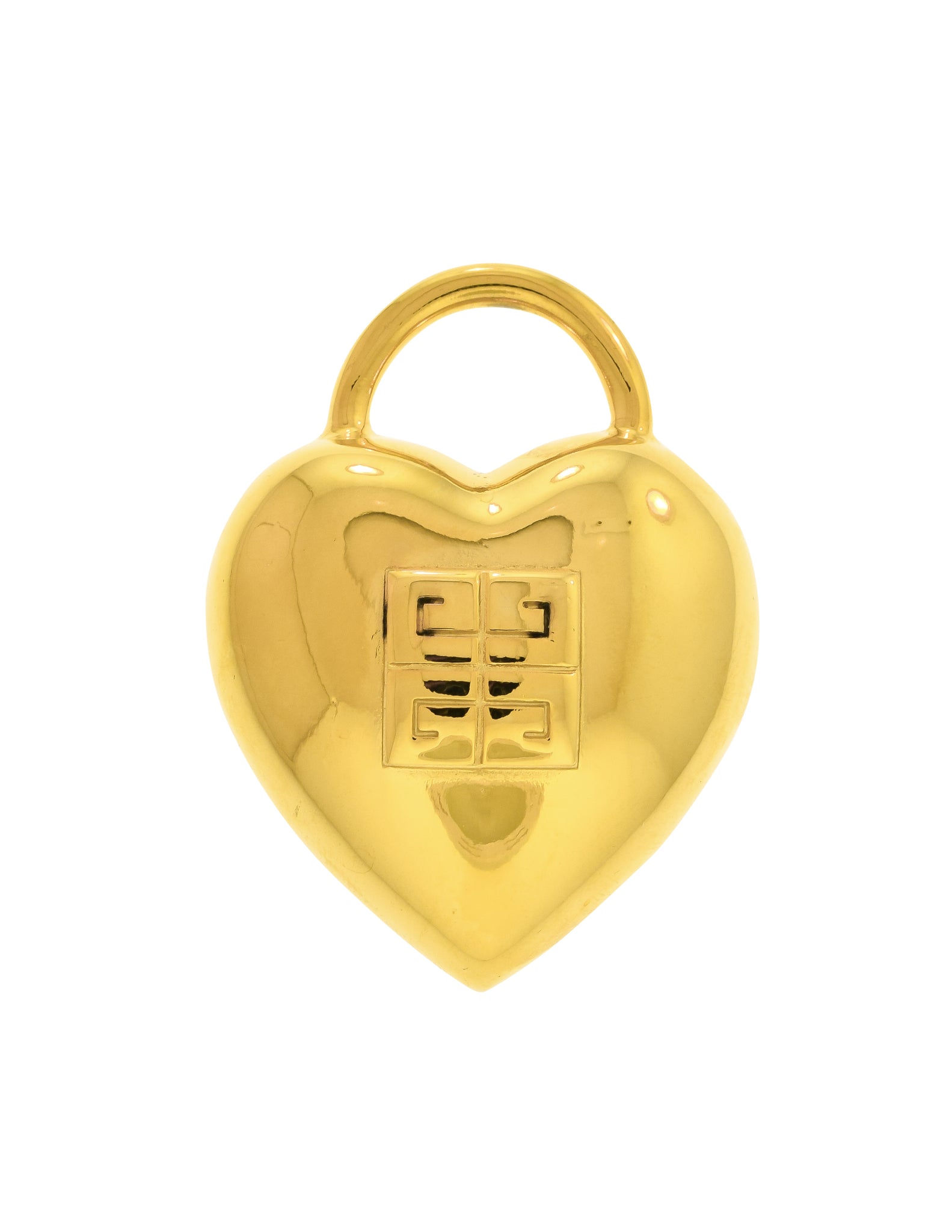 Givenchy Vintage Large Logo Heart Shaped Pad Lock Motif Brooch Pin