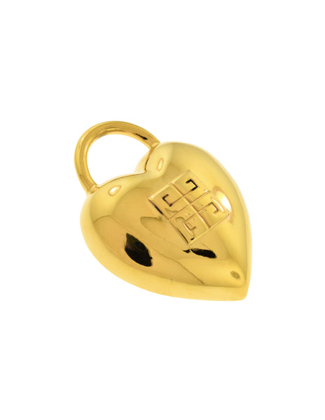 Givenchy Vintage Large Logo Heart Shaped Pad Lock Motif Brooch Pin
