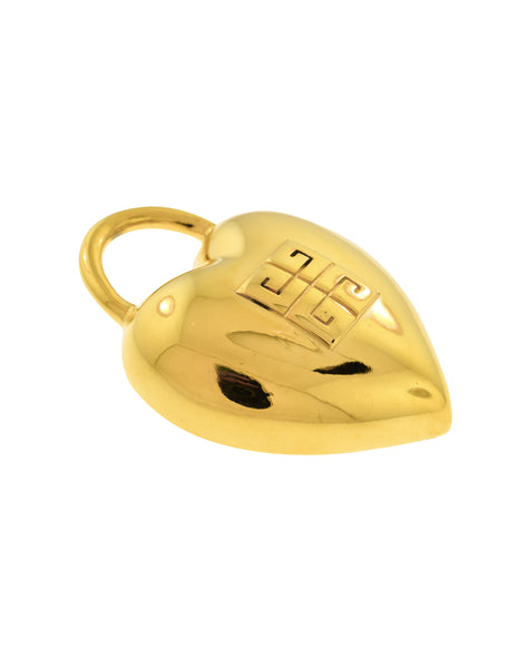 Givenchy Vintage Large Logo Heart Shaped Pad Lock Motif Brooch Pin