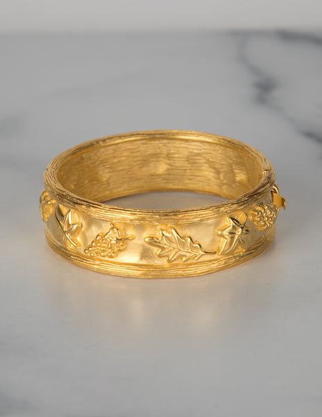 Givenchy Vintage Golden Grape and Leaves Bangle Bracelet