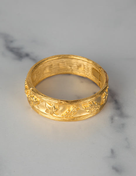 Givenchy Vintage Golden Grape and Leaves Bangle Bracelet