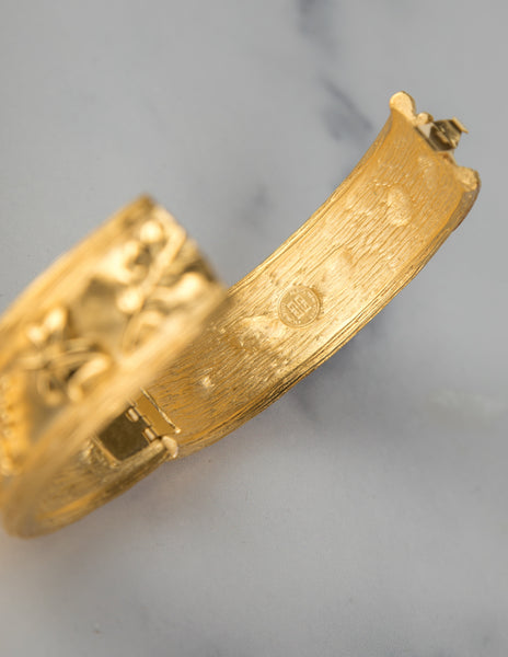 Givenchy Vintage Golden Grape and Leaves Bangle Bracelet