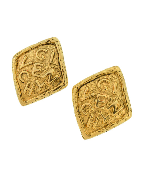 Givenchy Vintage Gold Statement Namesake Diamond Shaped Earrings
