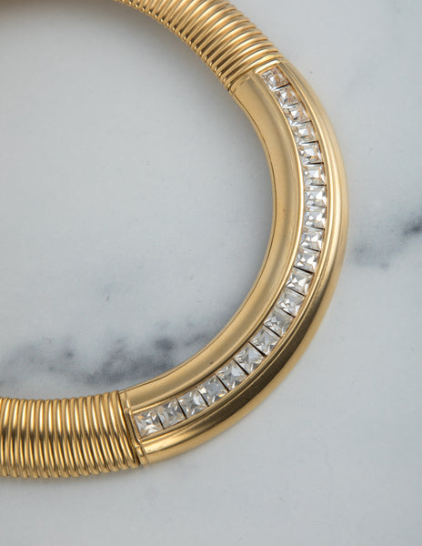 Givenchy Vintage Golden Chunky Omega Rhinestone Necklace