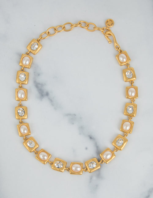 Givenchy Vintage Golden Satin Pearl Rhinestone Necklace – Amarcord