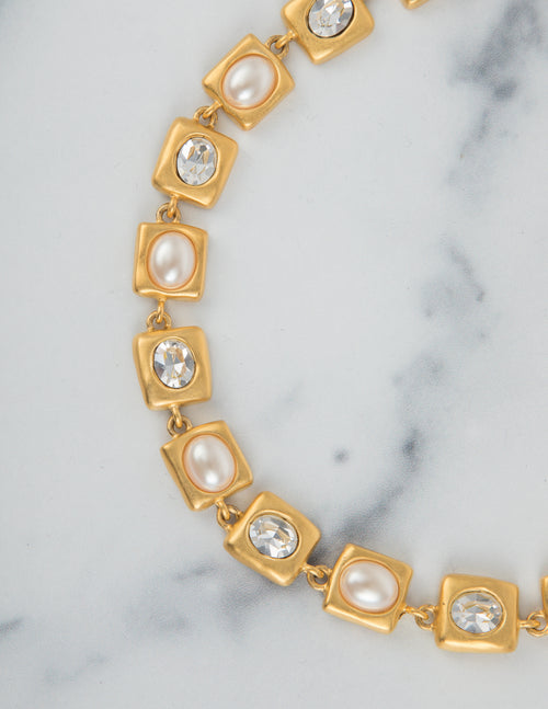 Givenchy Vintage Golden Satin Pearl Rhinestone Necklace – Amarcord