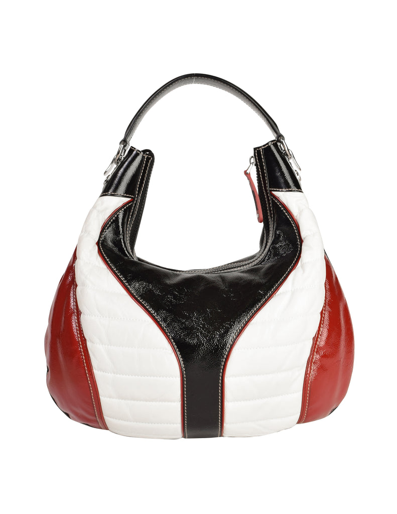 Gucci Vintage Black White Red GG Logo Quilted Snow Glam Hobo Bag – Amarcord  Vintage Fashion