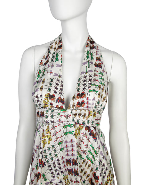 Gucci Vintage 2006 Insect Print Silk Halter Top