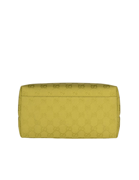 Gucci Vintage Rare Chartreuse Monogram Logo Canvas Shoulder Bag