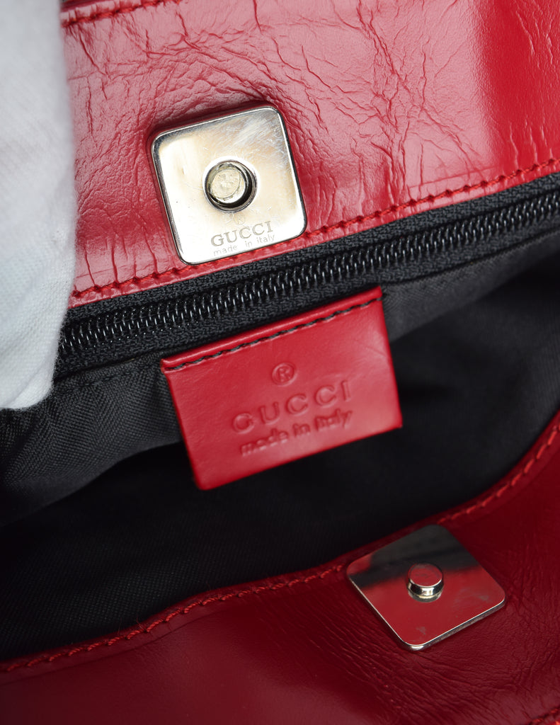 Gucci Red GG Canvas and Patent Leather Shoulder Bag at 1stDibs