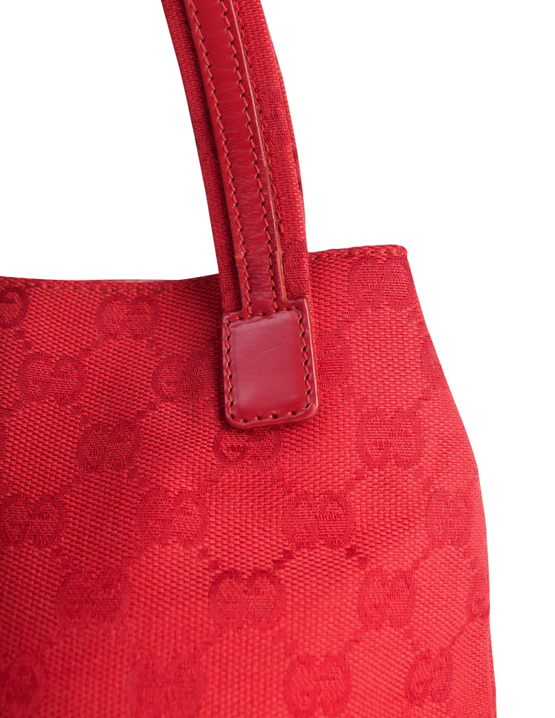 Gucci Red GG Canvas and Patent Leather Shoulder Bag at 1stDibs