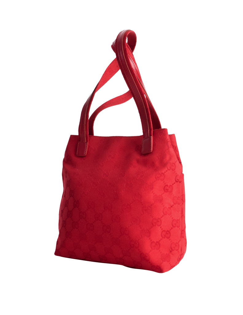 Gucci Vintage Red Monogram GG Logo Canvas Shoulder Bag – Amarcord Vintage  Fashion