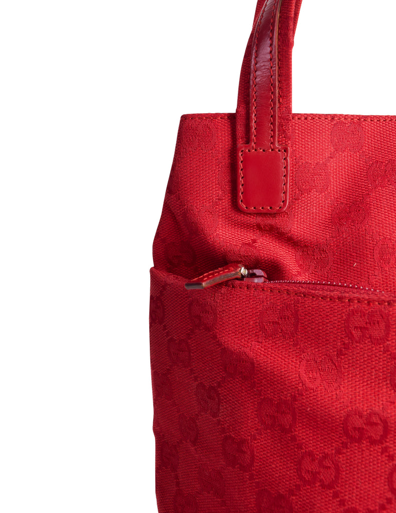 Gucci Vintage Red Monogram GG Logo Canvas Shoulder Bag – Amarcord