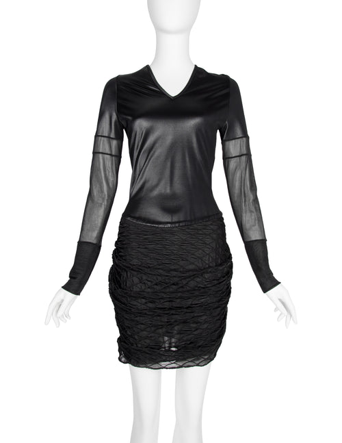 Helmut Lang Vintage 1992 Liquid Stretch Sheer Paneled Diamond Stitched –  Amarcord Vintage Fashion