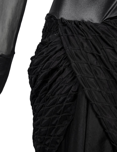 Helmut Lang Vintage 1992 Liquid Stretch Sheer Paneled Diamond Stitched Dress