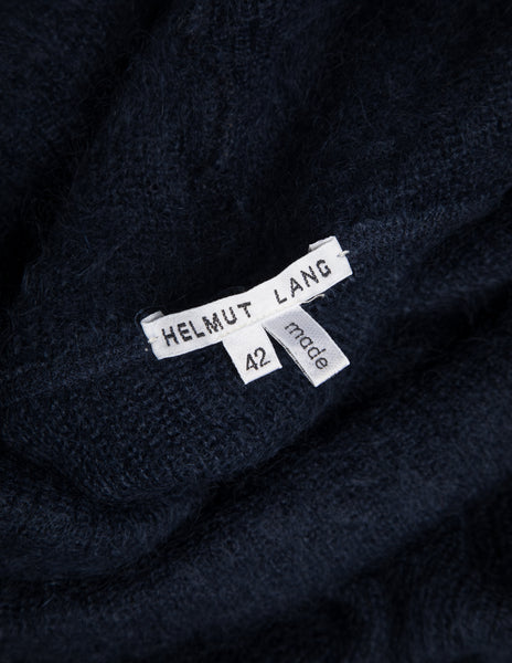 Helmut Lang Vintage AW 1990 Deepest Blue Angora Oversized Sweater Dress