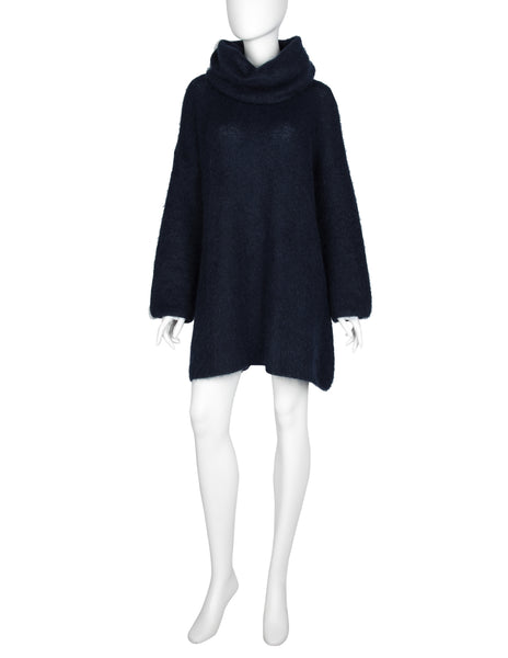 Helmut Lang Vintage AW 1990 Deepest Blue Angora Oversized Sweater Dress