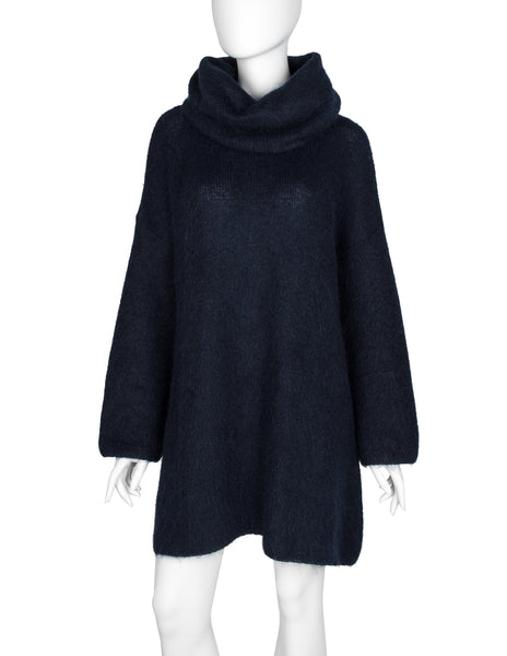 Helmut Lang Vintage AW 1990 Deepest Blue Angora Oversized Sweater Dress