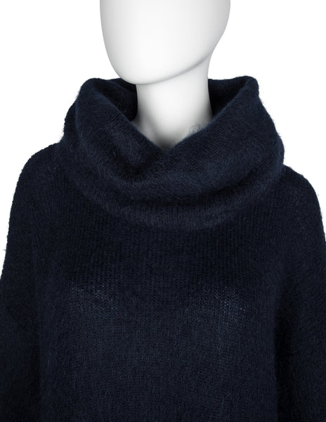 Helmut Lang Vintage AW 1990 Deepest Blue Angora Oversized Sweater Dress