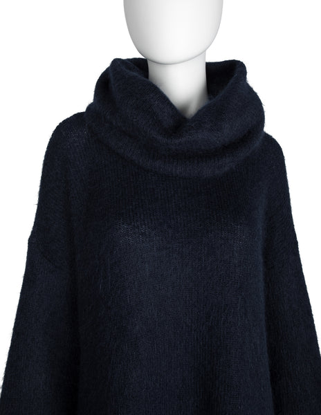 Helmut Lang Vintage AW 1990 Deepest Blue Angora Oversized Sweater Dress