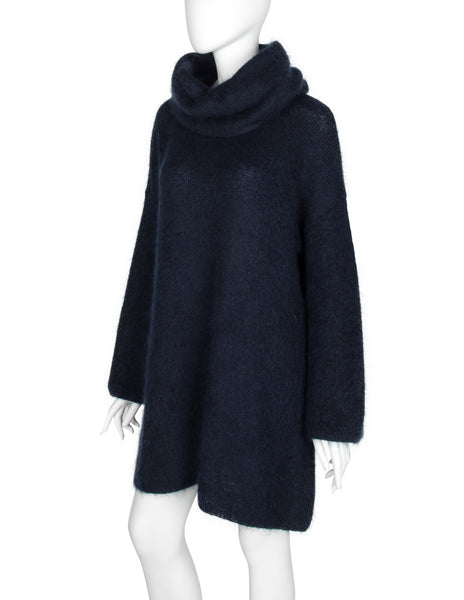 Helmut Lang Vintage AW 1990 Deepest Blue Angora Oversized Sweater Dress