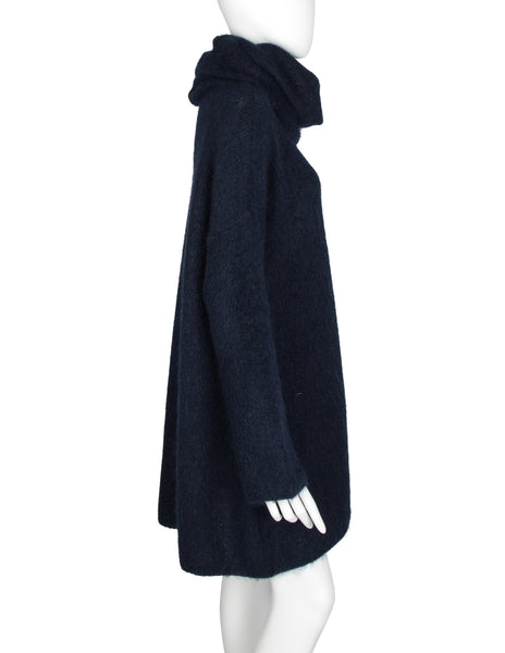 Helmut Lang Vintage AW 1990 Deepest Blue Angora Oversized Sweater Dress