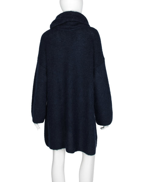 Helmut Lang Vintage AW 1990 Deepest Blue Angora Oversized Sweater Dress