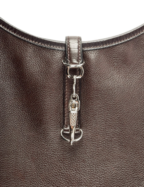 Hermes Vintage 2004 Chocolate Brown Leather Sac Trim Anate Fringe Shoulder Satchel Bag