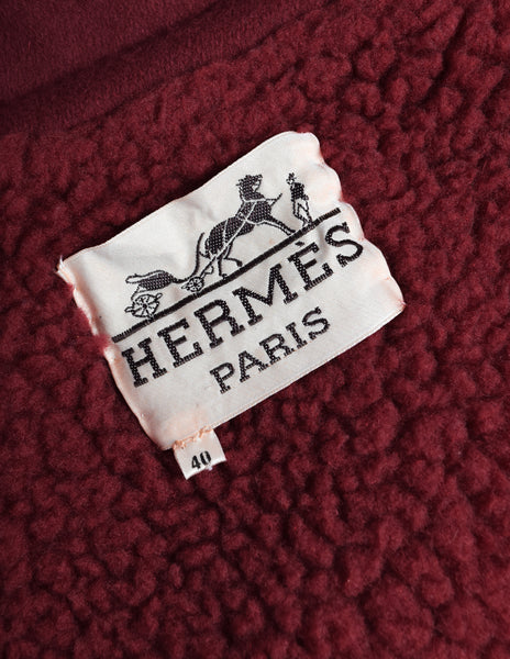 Hermes Vintage 1970s Burgundy Wool Inverness Cape