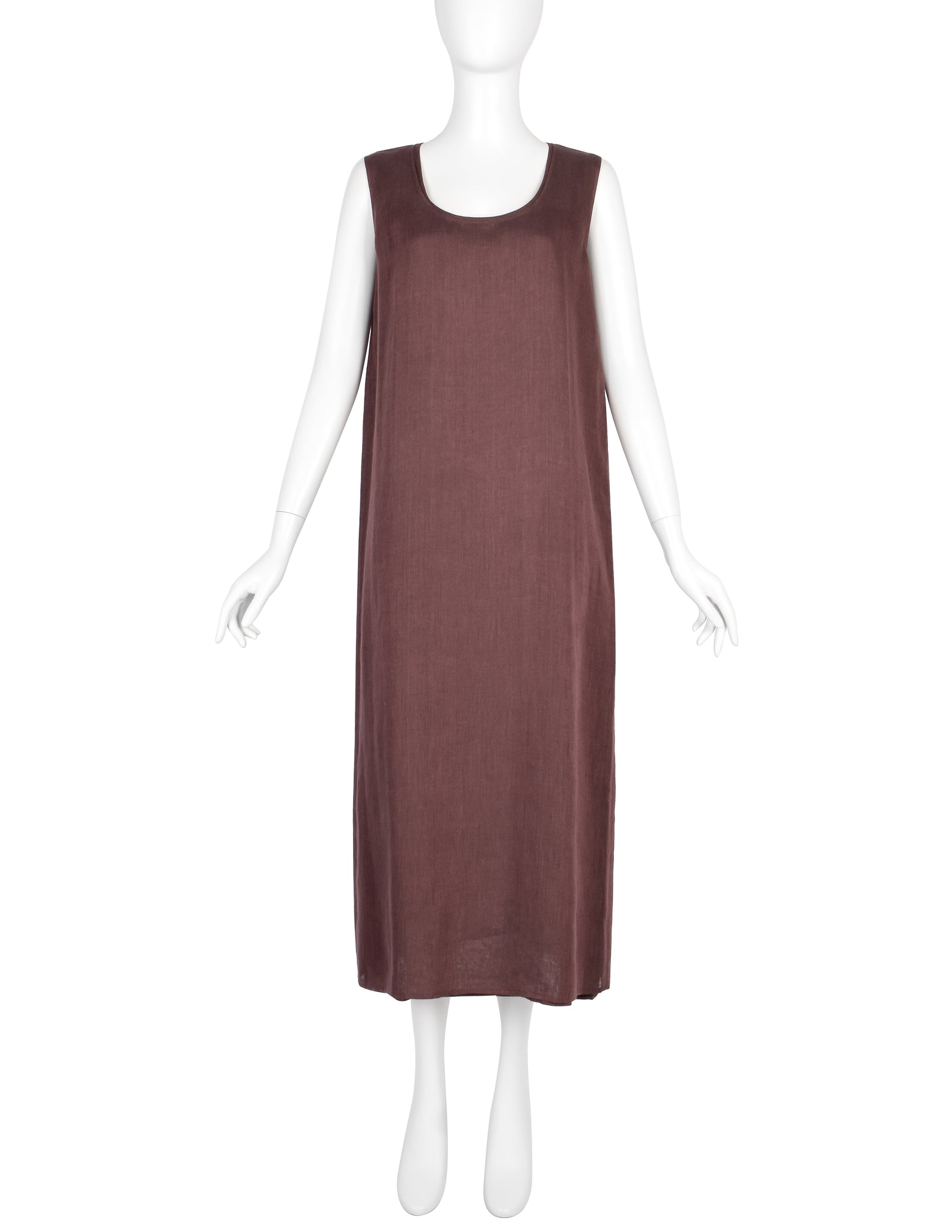 Hermes by Martin Margiela Vintage SS 2001 Burgundy Double Layered Linen Dress