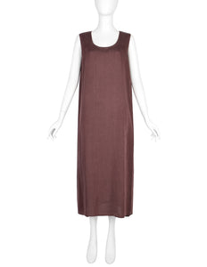 Hermes by Martin Margiela Vintage SS 2001 Burgundy Double Layered Linen Dress