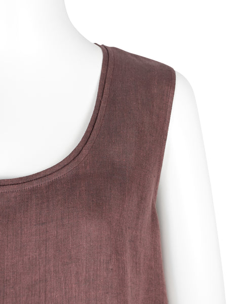 Hermes by Martin Margiela Vintage SS 2001 Burgundy Double Layered Linen Dress